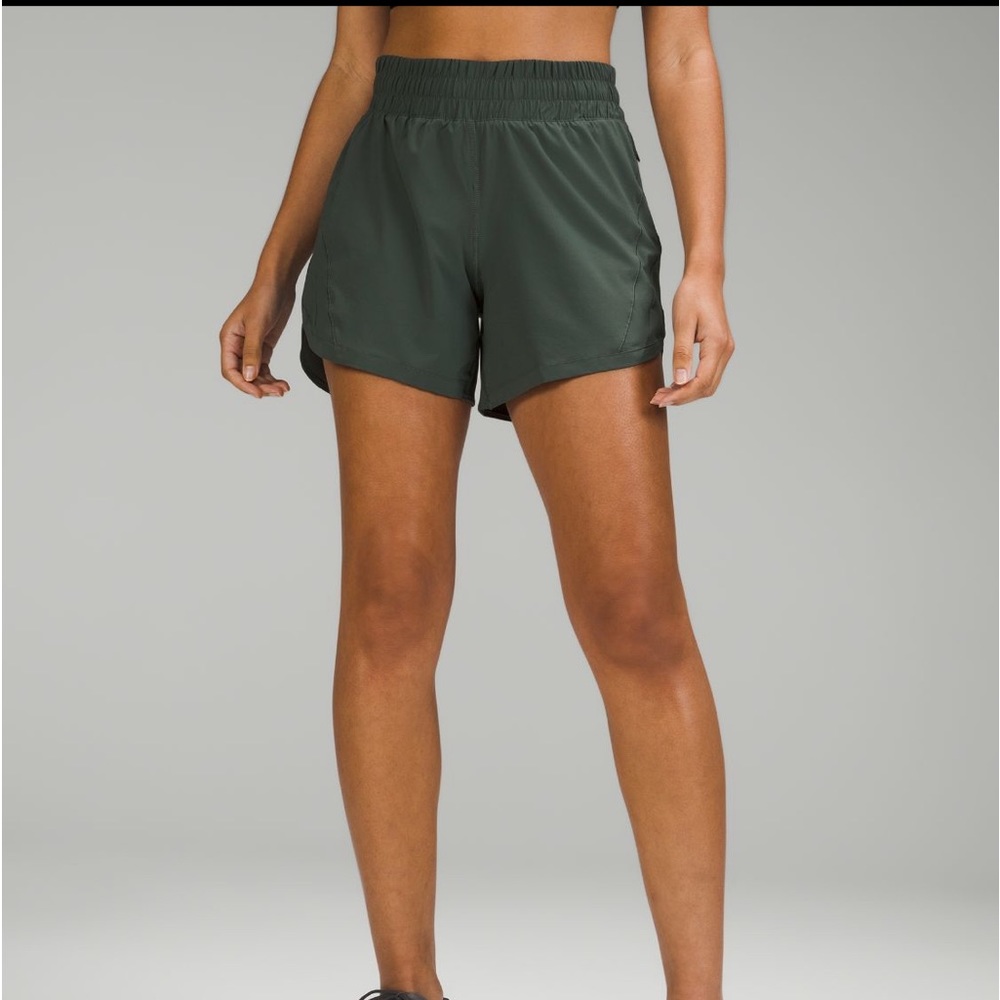 Lululemon track that high-rise lined short 5” smoked spruce